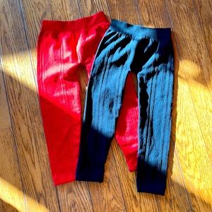 Red and black fleece lined leggings size 4 to 6